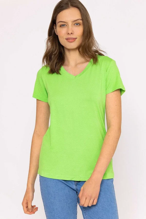 Kelly & Grace Weekend V Neck Tee In Green*Women Tops & Blouses