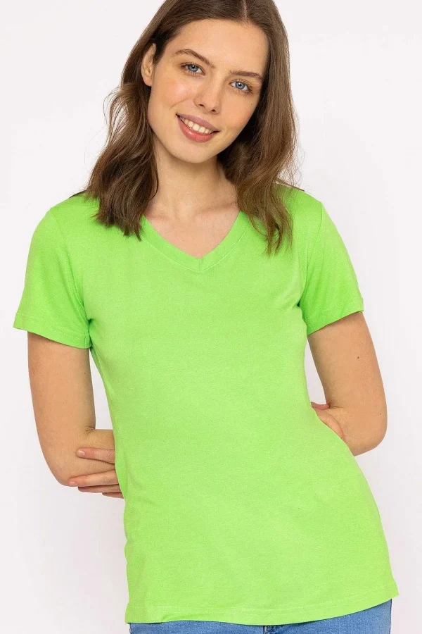 Kelly & Grace Weekend V Neck Tee In Green*Women Tops & Blouses