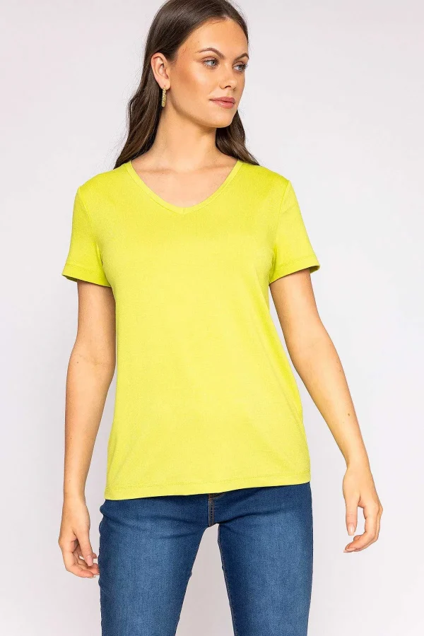 Kelly & Grace Weekend V Neck Tee In Lime*Women Tops & Blouses