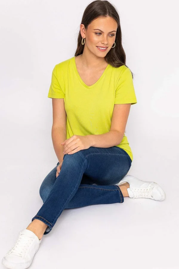 Kelly & Grace Weekend V Neck Tee In Lime*Women Tops & Blouses