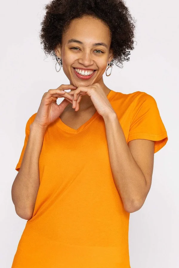 Kelly & Grace Weekend V Neck Tee In Orange*Women Tops & Blouses