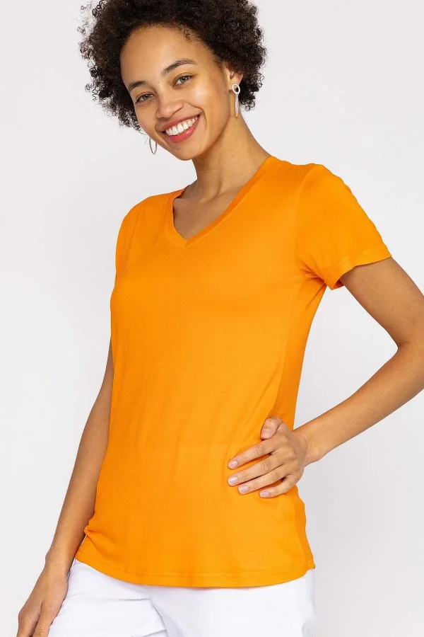 Kelly & Grace Weekend V Neck Tee In Orange*Women Tops & Blouses