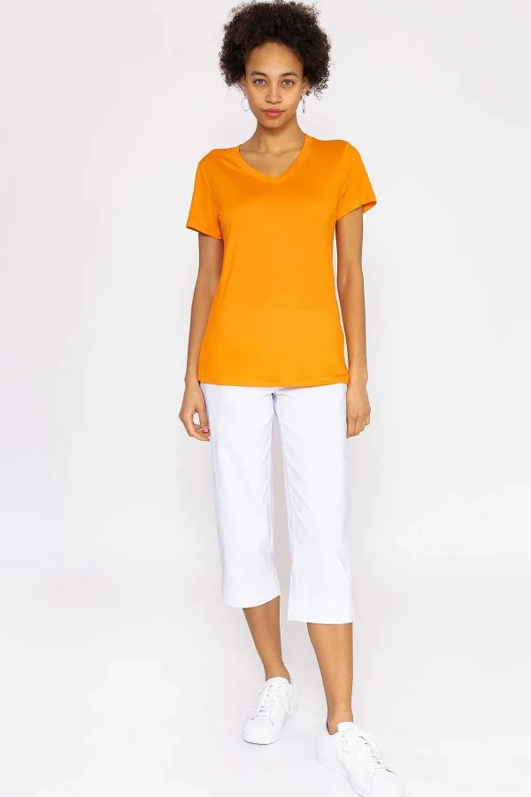 Kelly & Grace Weekend V Neck Tee In Orange*Women Tops & Blouses