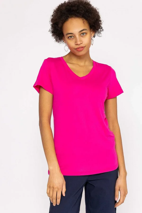 Kelly & Grace Weekend V Neck Tee In Pink*Women Tops & Blouses