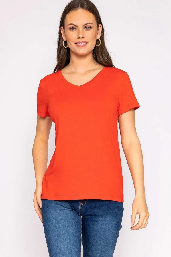 Kelly & Grace Weekend V Neck Tee In Red*Women Tops & Blouses