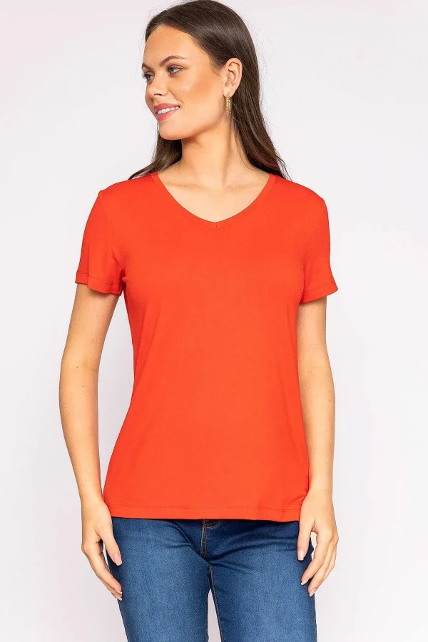 Kelly & Grace Weekend V Neck Tee In Red*Women Tops & Blouses