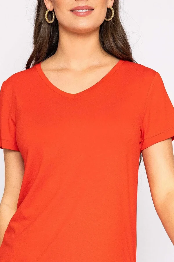 Kelly & Grace Weekend V Neck Tee In Red*Women Tops & Blouses
