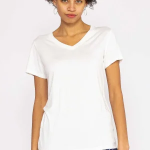 Kelly & Grace Weekend V Neck Tee In White*Women Tops & Blouses