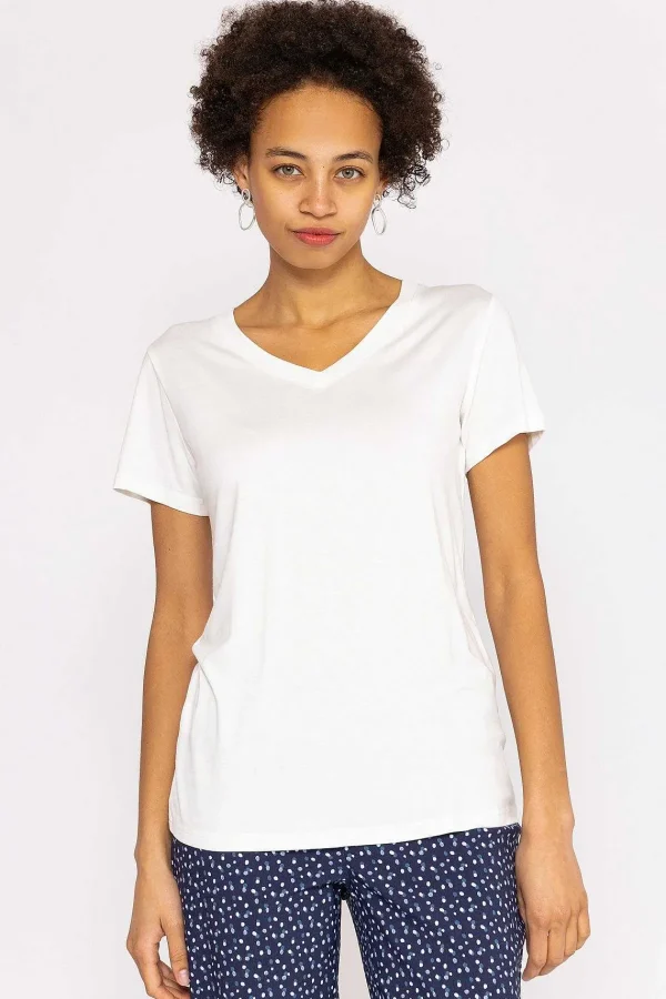 Kelly & Grace Weekend V Neck Tee In White*Women Tops & Blouses