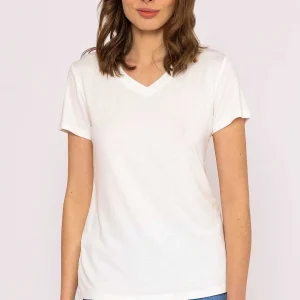 Kelly & Grace Weekend V Neck Tee In White*Women Tops & Blouses