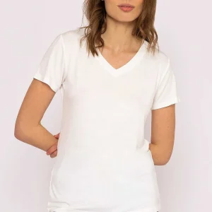 Kelly & Grace Weekend V Neck Tee In White*Women Tops & Blouses