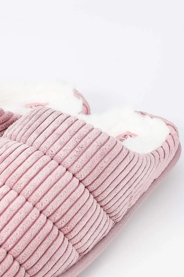 Cherish Accessories Velour Ribbed Mule Slipper In Pink*Women Nightwear