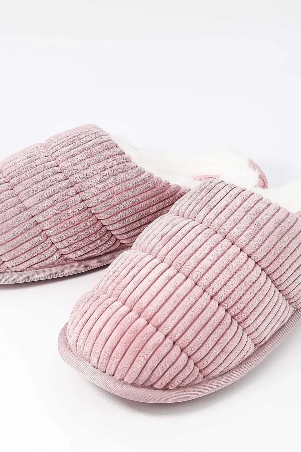Cherish Accessories Velour Ribbed Mule Slipper In Pink*Women Nightwear