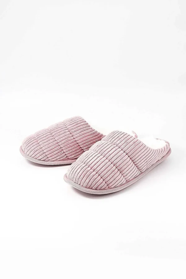 Cherish Accessories Velour Ribbed Mule Slipper In Pink*Women Nightwear