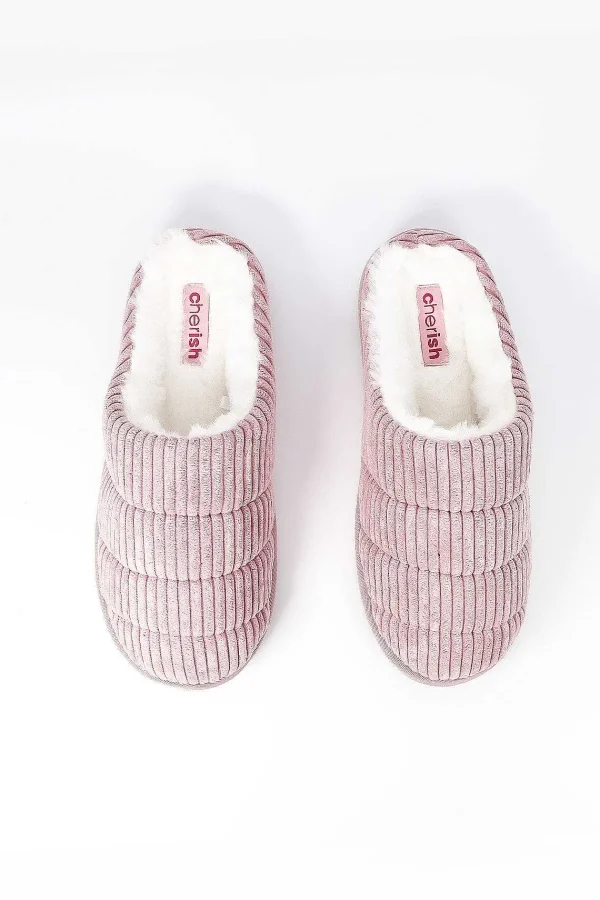 Cherish Accessories Velour Ribbed Mule Slipper In Pink*Women Nightwear