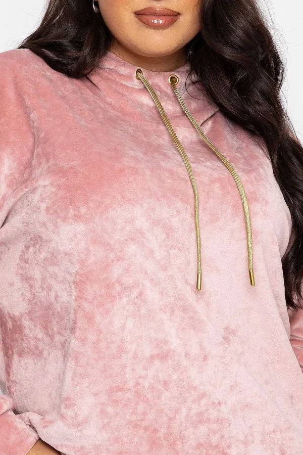 Kelly & Grace Weekend Velvet Hoody In Pink*Women Hoodies & Sweatshirts