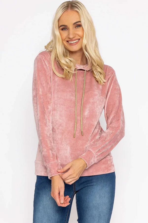 Kelly & Grace Weekend Velvet Hoody In Pink*Women Hoodies & Sweatshirts