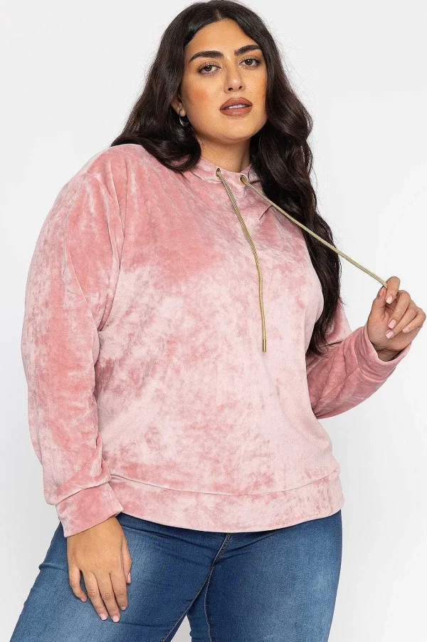Kelly & Grace Weekend Velvet Hoody In Pink*Women Hoodies & Sweatshirts