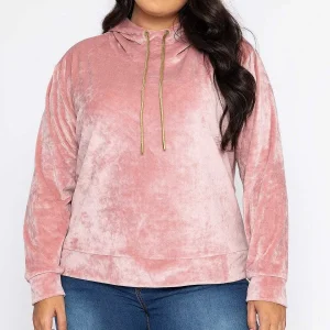 Kelly & Grace Weekend Velvet Hoody In Pink*Women Hoodies & Sweatshirts