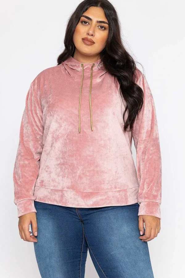 Kelly & Grace Weekend Velvet Hoody In Pink*Women Hoodies & Sweatshirts
