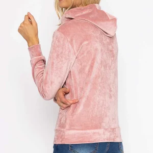 Kelly & Grace Weekend Velvet Hoody In Pink*Women Hoodies & Sweatshirts