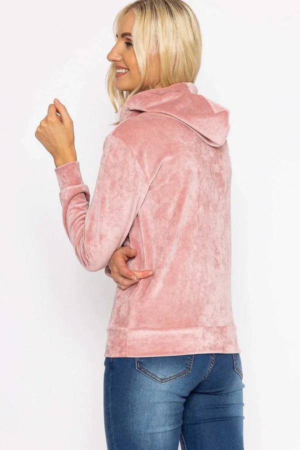 Kelly & Grace Weekend Velvet Hoody In Pink*Women Hoodies & Sweatshirts