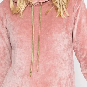 Kelly & Grace Weekend Velvet Hoody In Pink*Women Hoodies & Sweatshirts