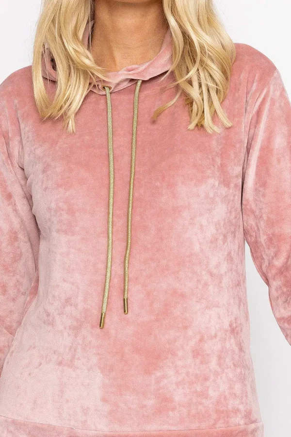 Kelly & Grace Weekend Velvet Hoody In Pink*Women Hoodies & Sweatshirts