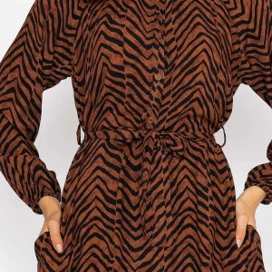 Rowen Avenue Viscose Dress In Brown Animal Print*Women Dresses & Jumpsuits