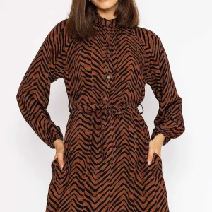 Rowen Avenue Viscose Dress In Brown Animal Print*Women Dresses & Jumpsuits