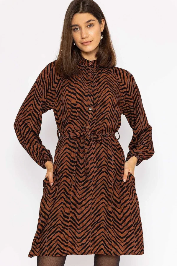 Rowen Avenue Viscose Dress In Brown Animal Print*Women Dresses & Jumpsuits