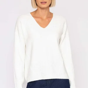 J'aime la Vie V-Neck Knit In Ecru*Women Jumpers & Cardigans