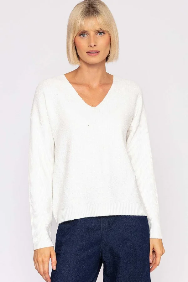 J'aime la Vie V-Neck Knit In Ecru*Women Jumpers & Cardigans