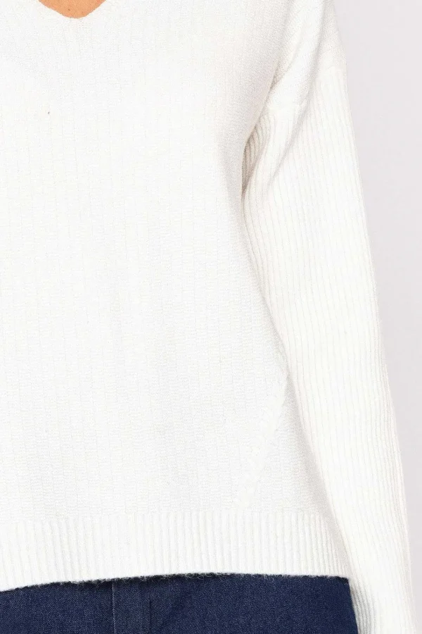 J'aime la Vie V-Neck Knit In Ecru*Women Jumpers & Cardigans