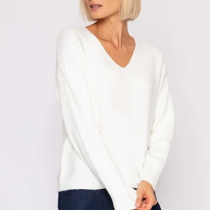 J'aime la Vie V-Neck Knit In Ecru*Women Jumpers & Cardigans