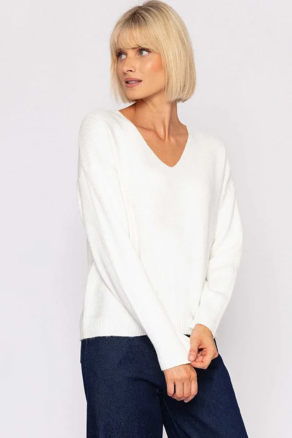 J'aime la Vie V-Neck Knit In Ecru*Women Jumpers & Cardigans