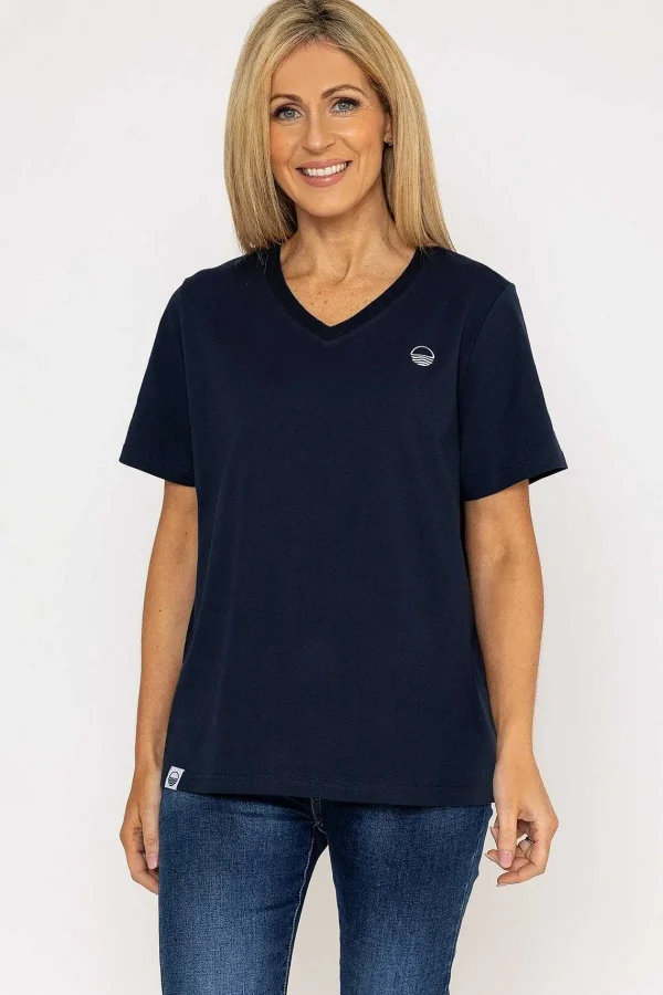West Quay V-Neck T-Shirt In Navy*Women Tops & Blouses
