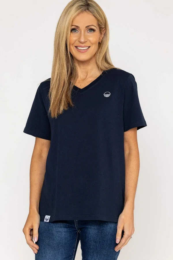 West Quay V-Neck T-Shirt In Navy*Women Tops & Blouses