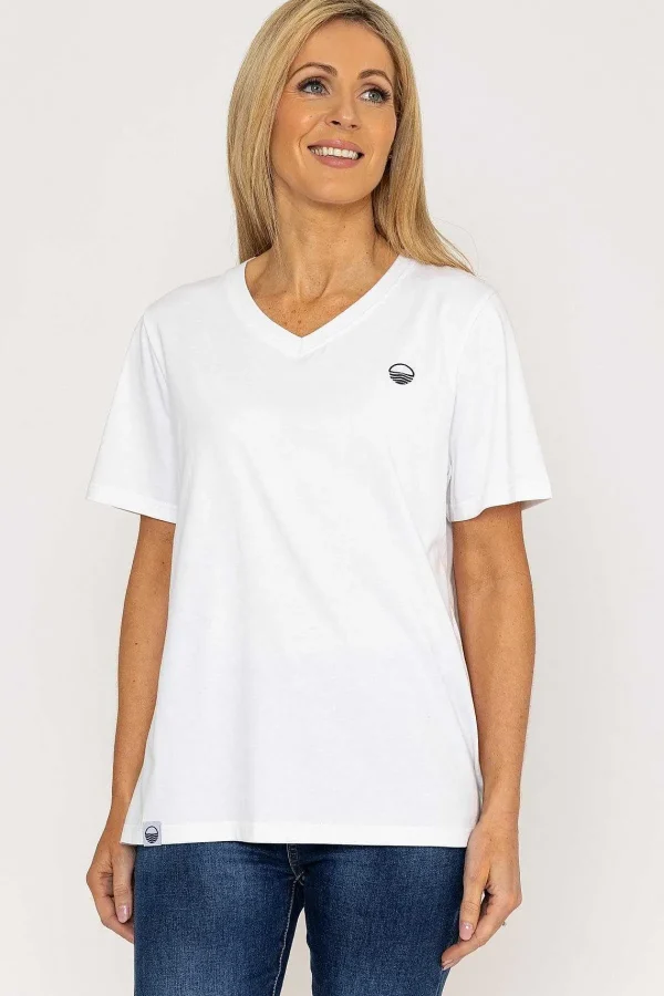 West Quay V-Neck T-Shirt In White*Women Tops & Blouses