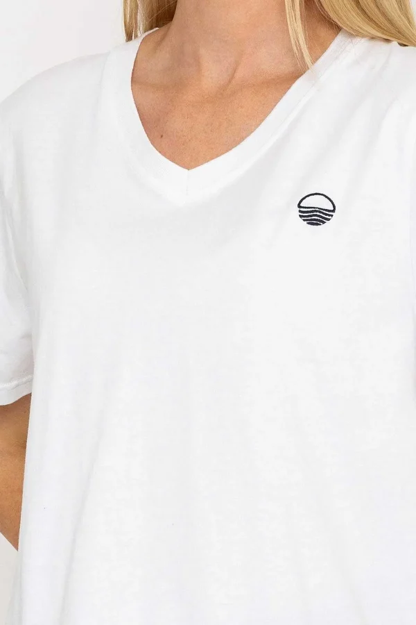 West Quay V-Neck T-Shirt In White*Women Tops & Blouses