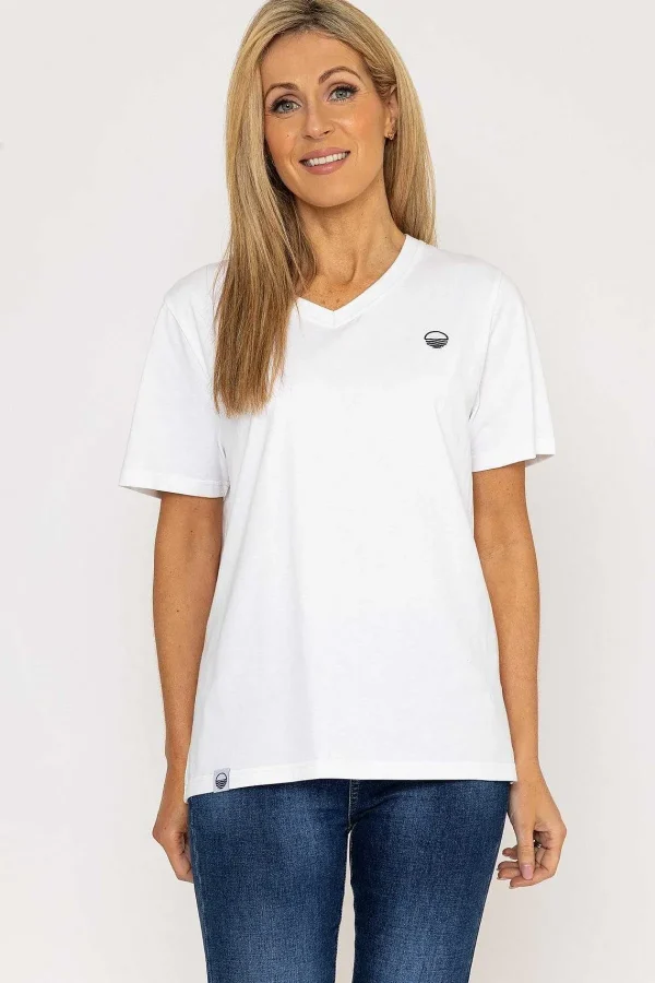 West Quay V-Neck T-Shirt In White*Women Tops & Blouses