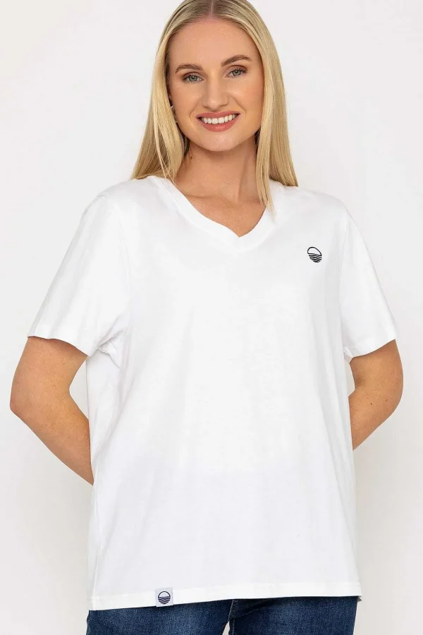 West Quay V-Neck T-Shirt In White*Women Tops & Blouses