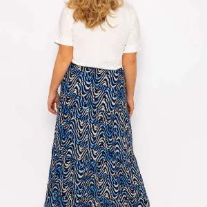 Ulla Popken Wave Print Long Skirt In Navy*Women Skirts & Shorts