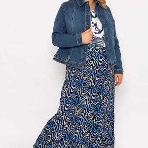 Ulla Popken Wave Print Long Skirt In Navy*Women Skirts & Shorts