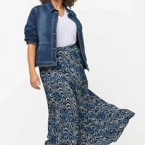Ulla Popken Wave Print Long Skirt In Navy*Women Skirts & Shorts