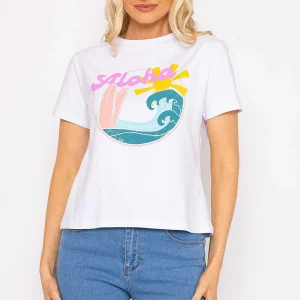 Kelly & Grace Weekend White Aloha Cotton T-Shirt*Women Tops & Blouses