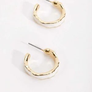 Soul Jewellery White And Gold Hoop Earrings* Earrings