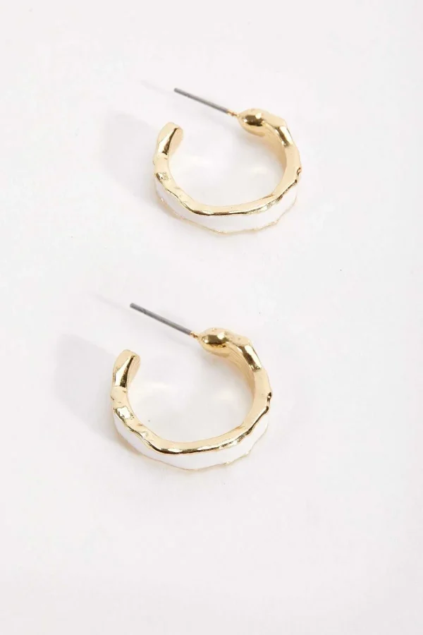Soul Jewellery White And Gold Hoop Earrings* Earrings