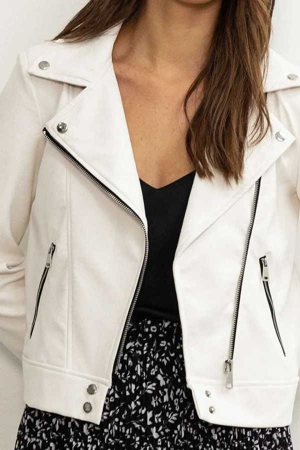 Pala D'oro Sport White Biker Jacket*Women Coats & Jackets