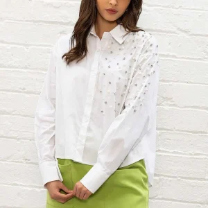 Pala D'oro Sport White Embellished Shirt*Women Tops & Blouses